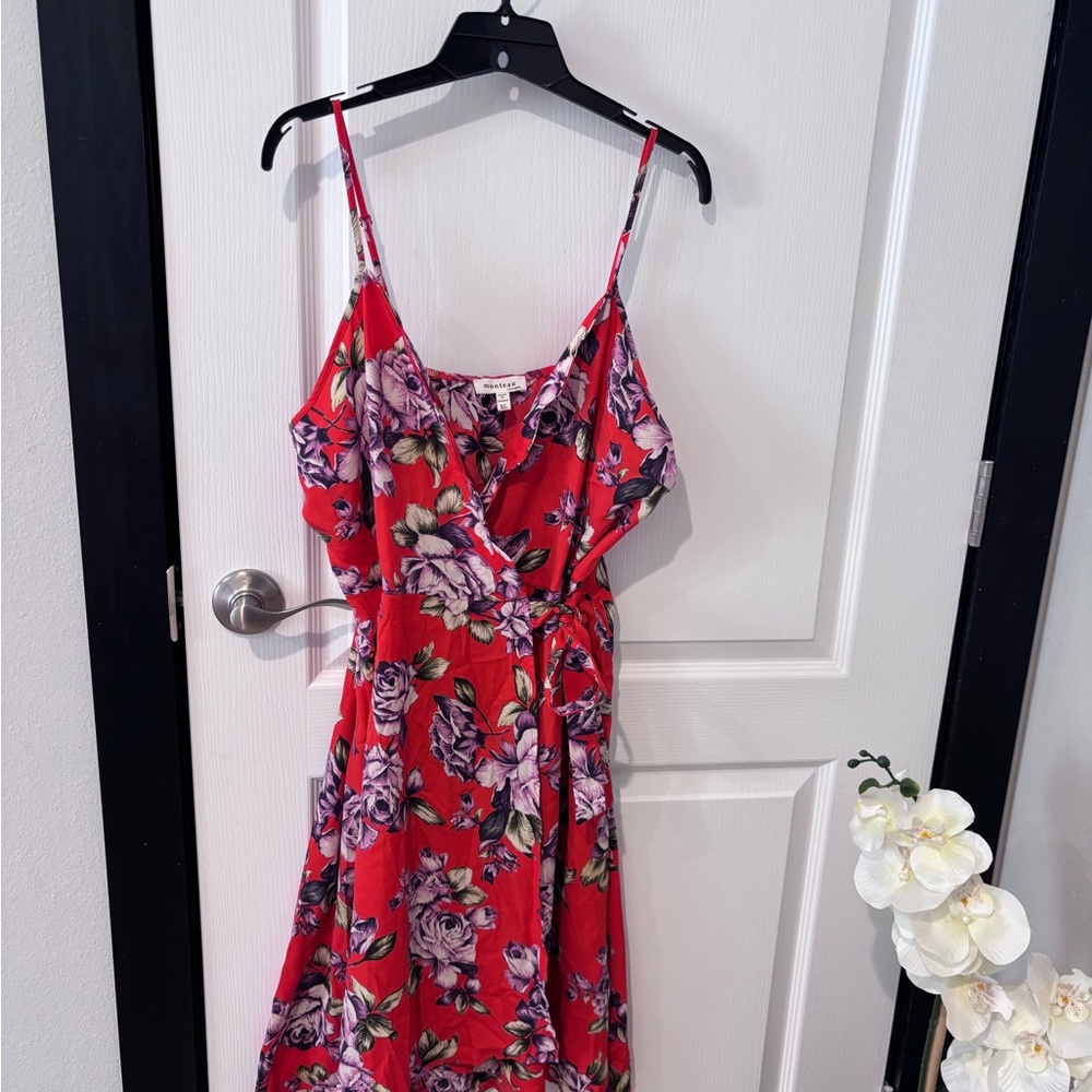 Monteau Red Spaghetti Strap Sundress Midi